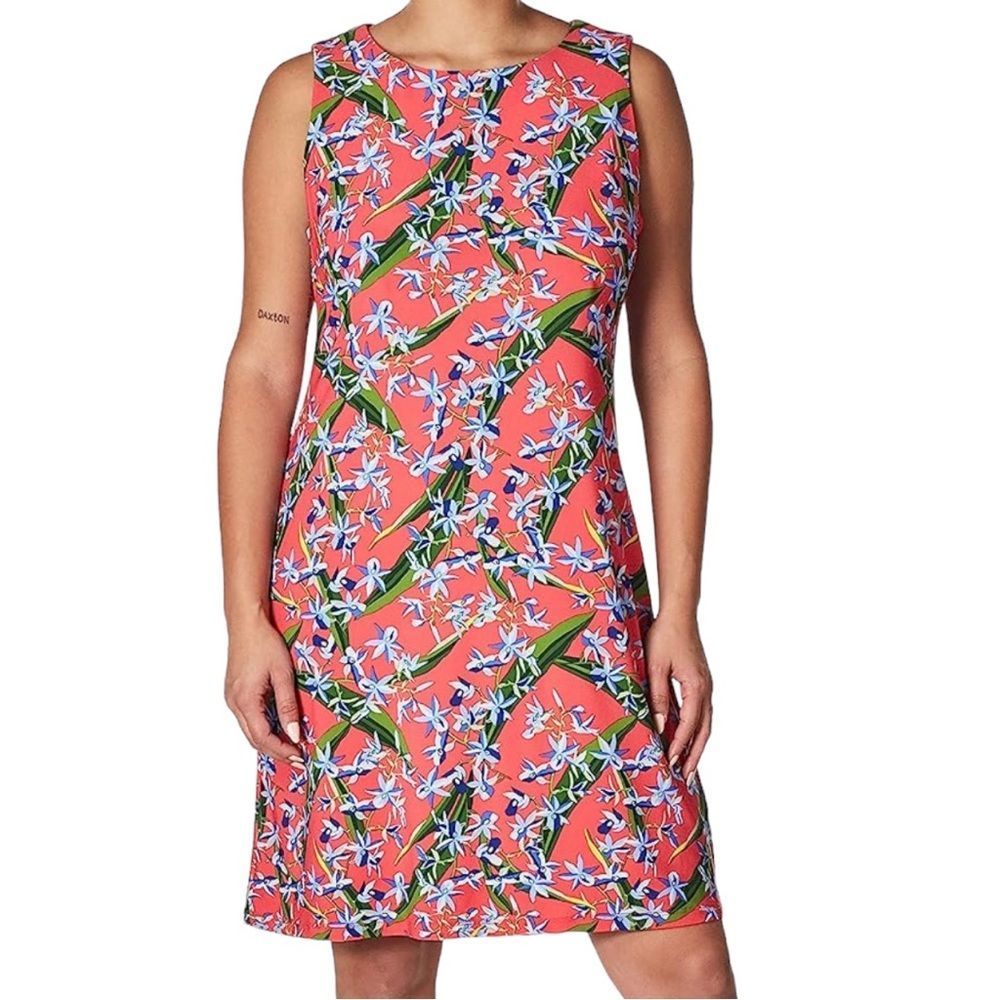 Tommy Hilfiger Dress Salmon Floral Shift Dress Size 14 🌹